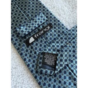 Frangi	Blue Square Geometric Woven Motif Jacquard	Silk	Tie Necktie Made In Italy